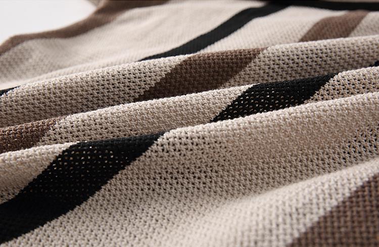 Men’s Old-Money Style Striped Honeycomb Polo Shirt