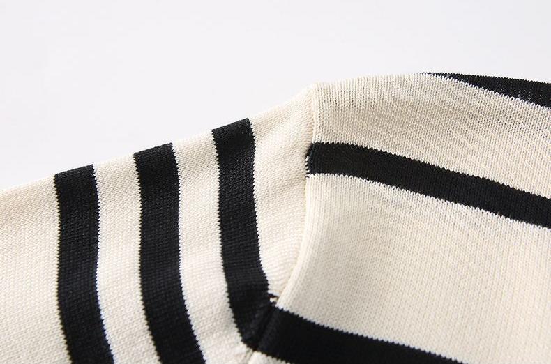 Men's Cooling Stripe Jacquard Knit Crew Neck Shirt