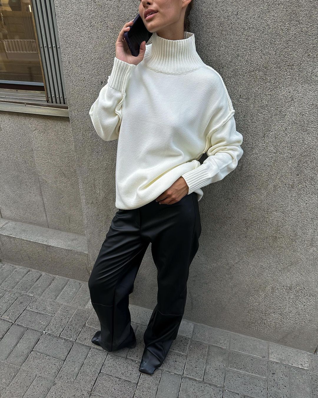 Women's Patchwork Turtleneck Knit Sweater