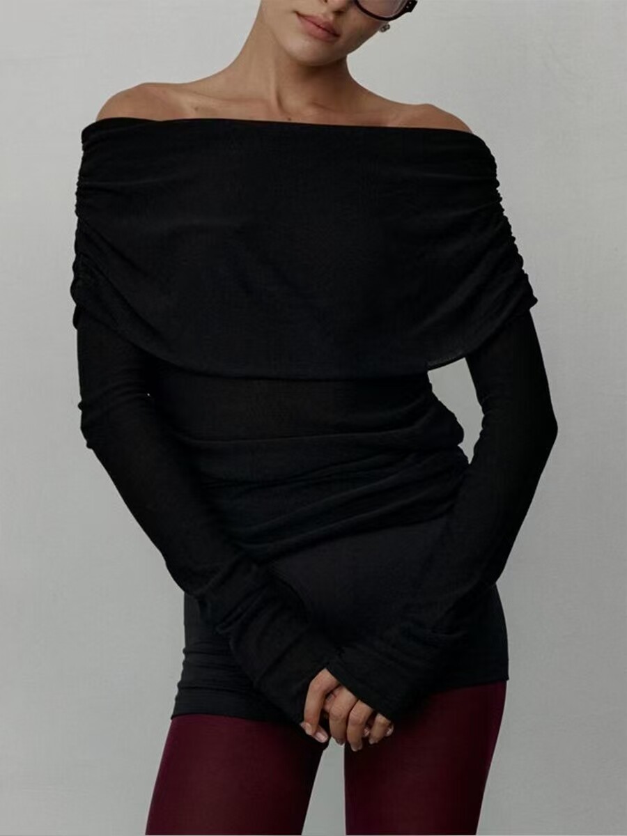 Women's Off Shoulder Slim Fit Knit Sweater