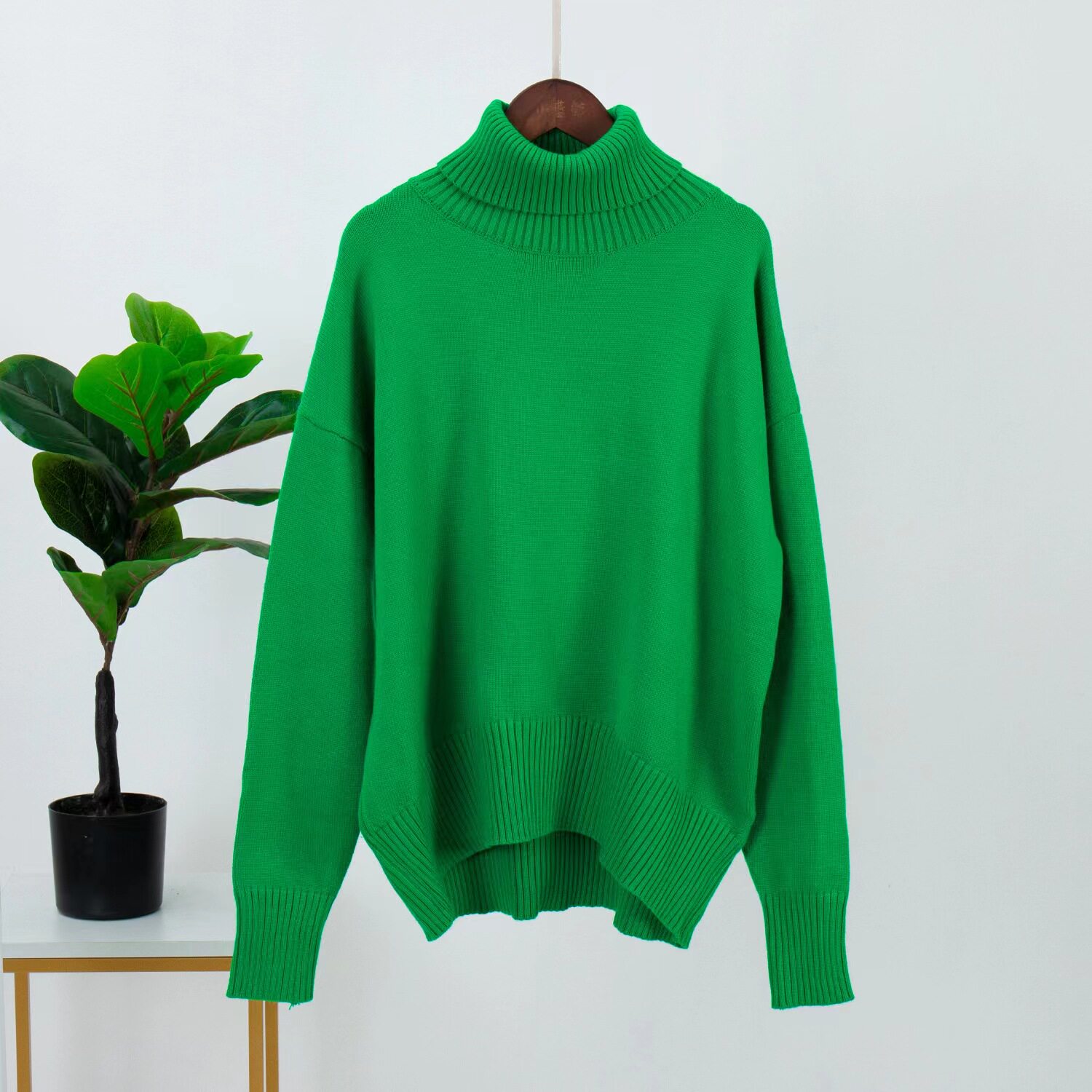 Women's Solid Turtleneck Knit Sweater