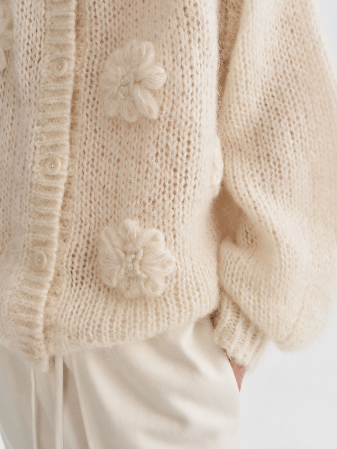 Women's Mohair Hand Embroidered Floral Knit Sweater