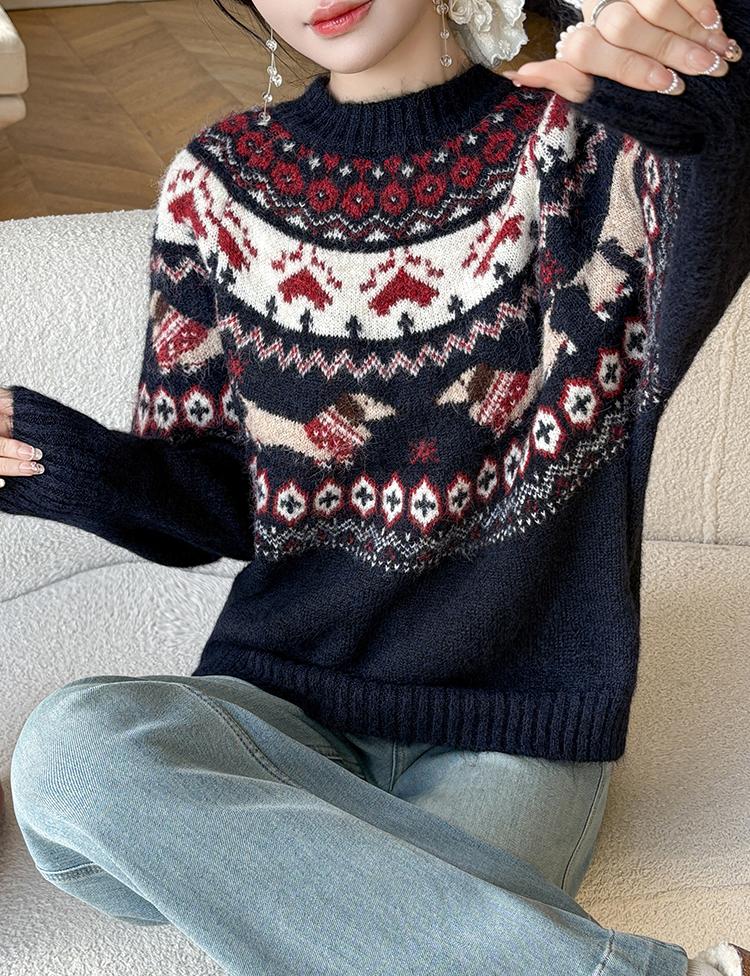 Women's Retro Christmas Holiday Jacquard Knit Sweater