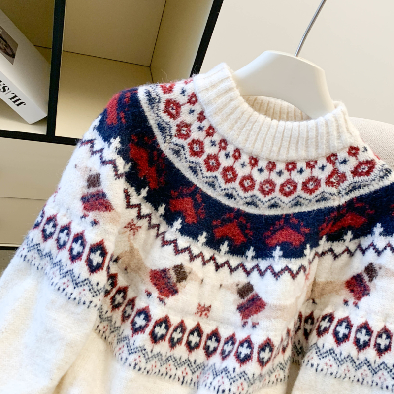 Women's Retro Christmas Holiday Jacquard Knit Sweater