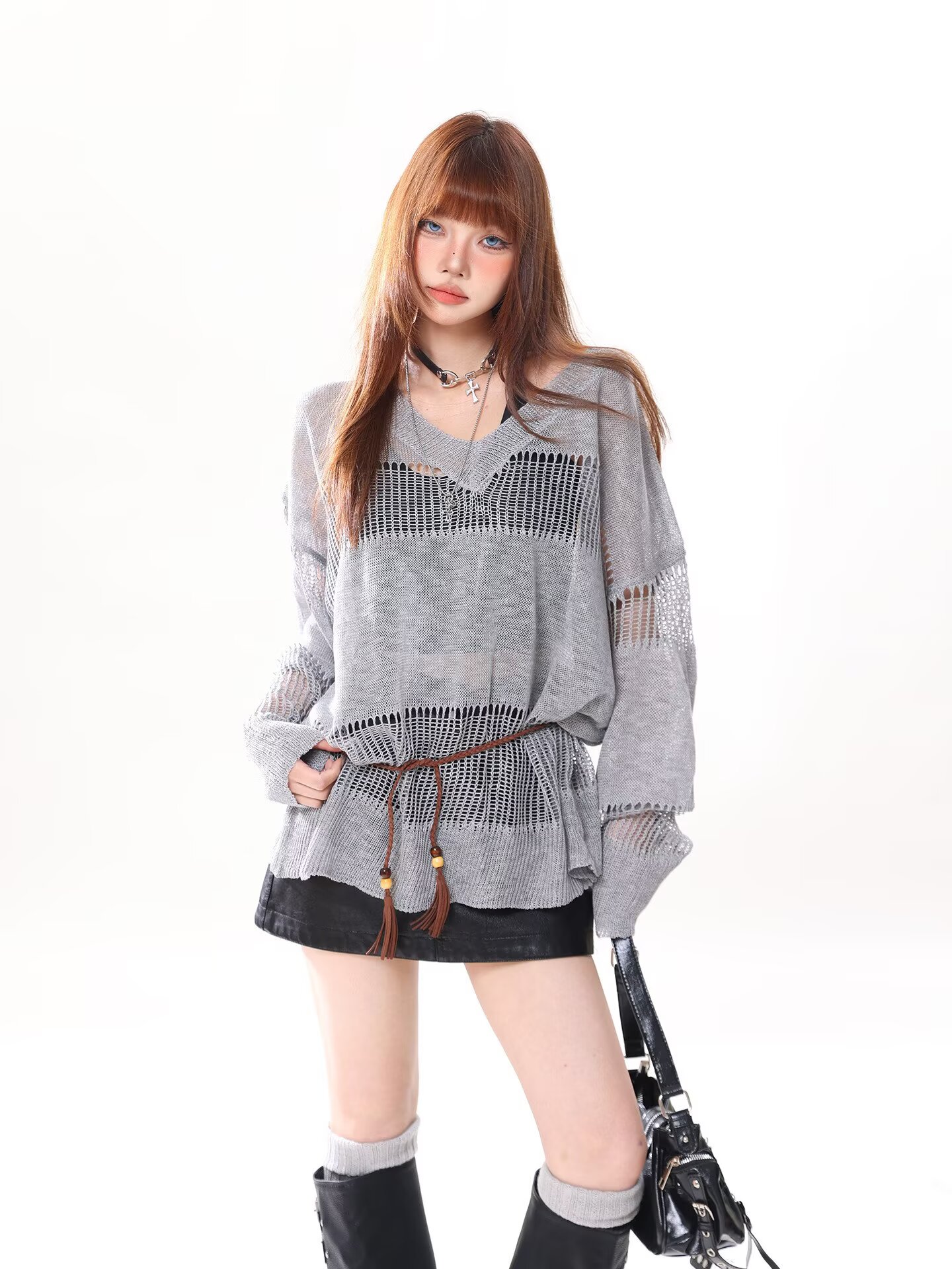 Women's Openwork Mesh Knit Cover Up
