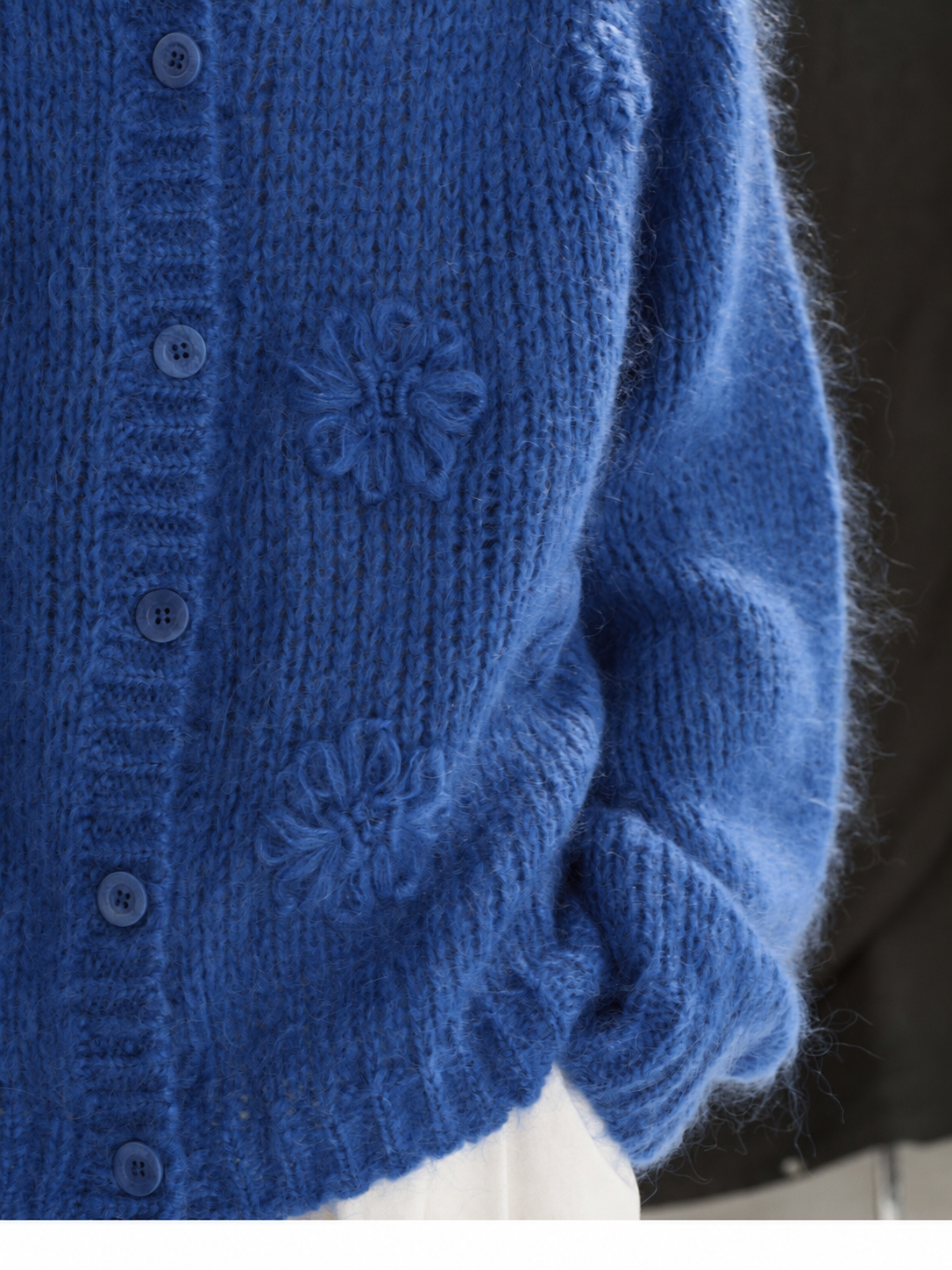 Women's Mohair Hand Embroidered Floral Knit Sweater