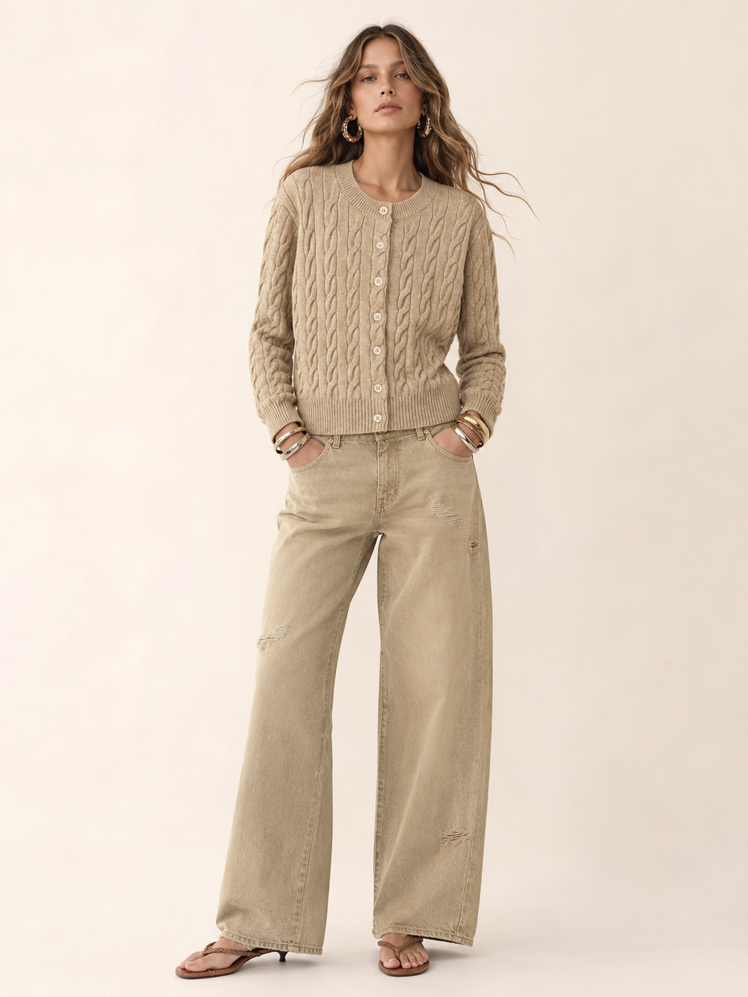 Women’s  Cable Knit Cardigan Sweater
