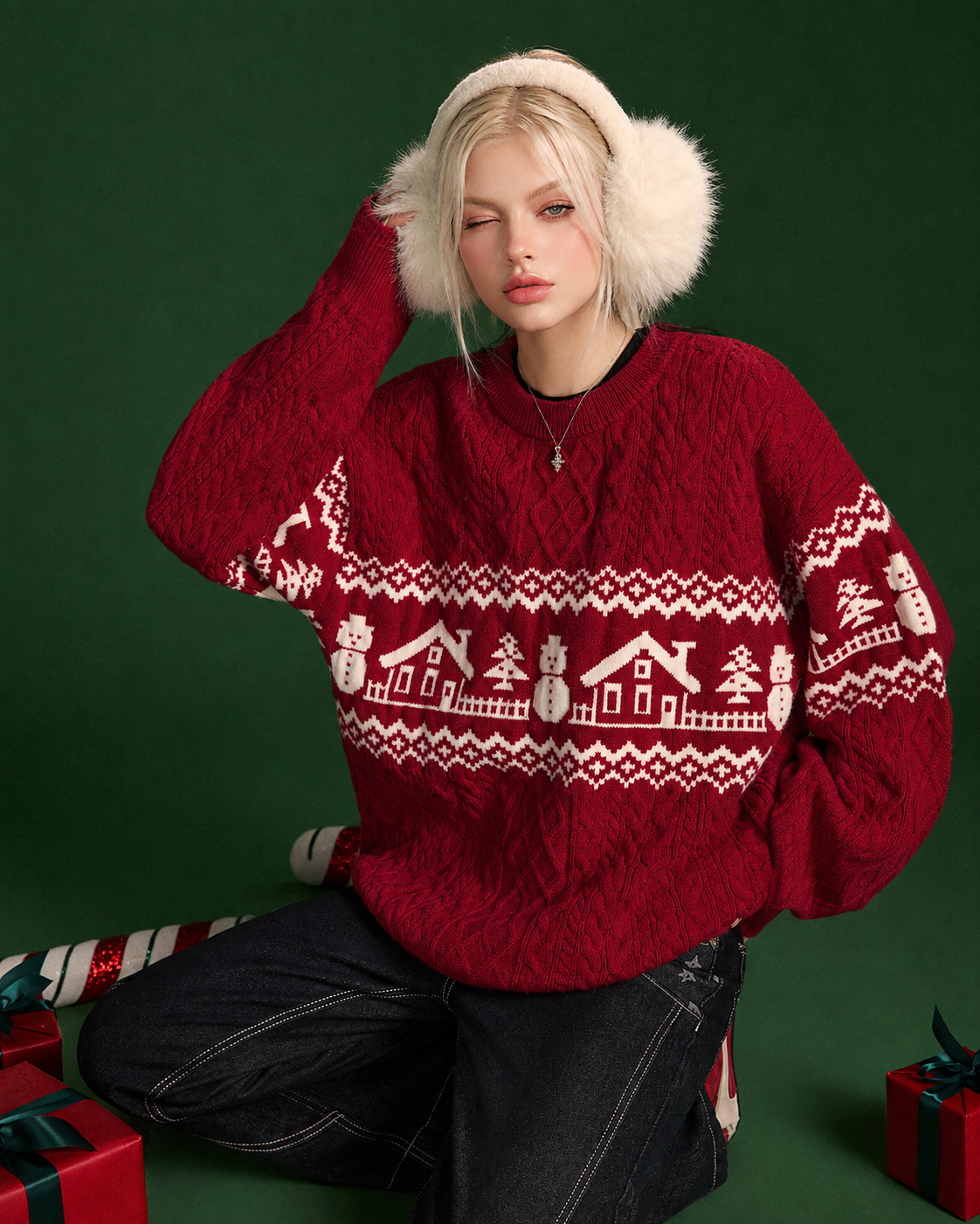 Unisex Christmas Fair Isle Wool Blend Sweater
