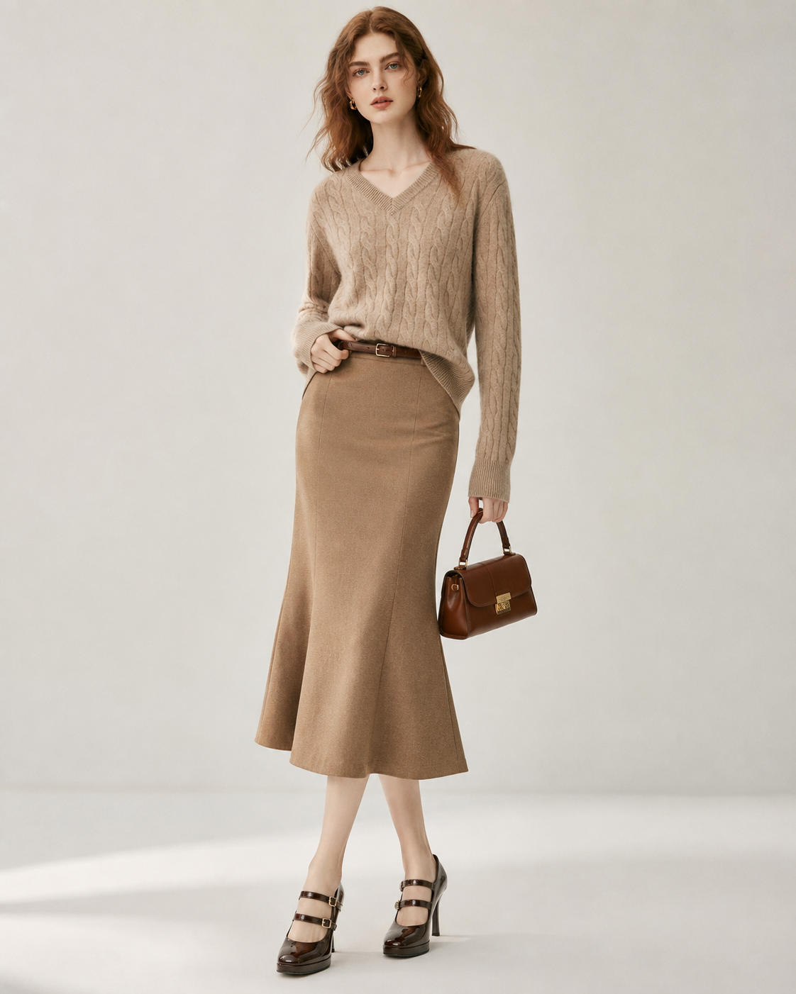 Women's Cashmere Blend Cable Knit Sweater