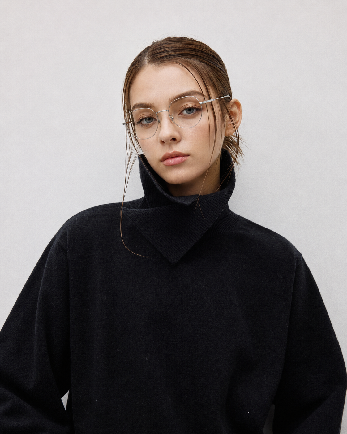 Unisex Wool Blend Stand Collar Knit Sweater
