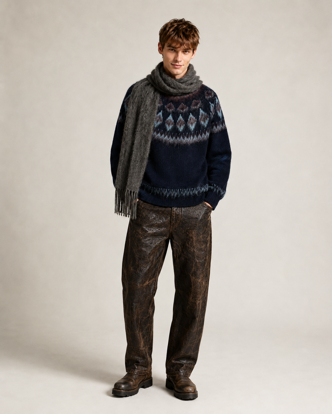 Unisex Red Fair Isle Christmas Sweater