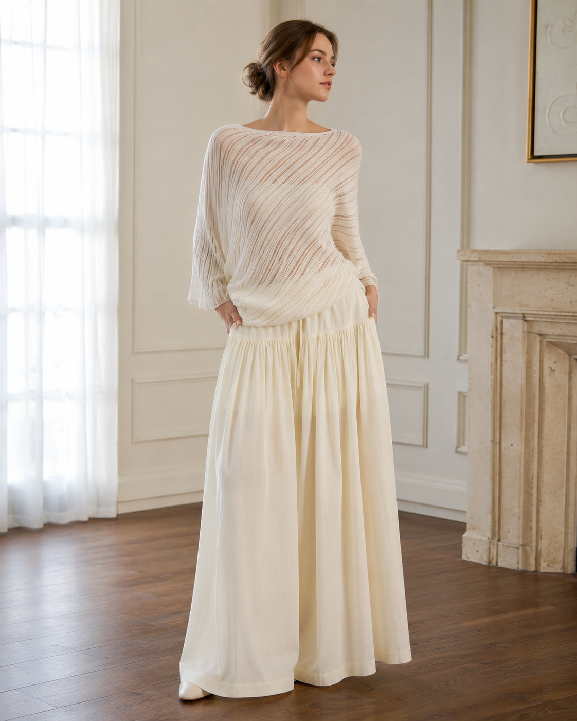 Women’s Linen Blend Batwing Knit Top