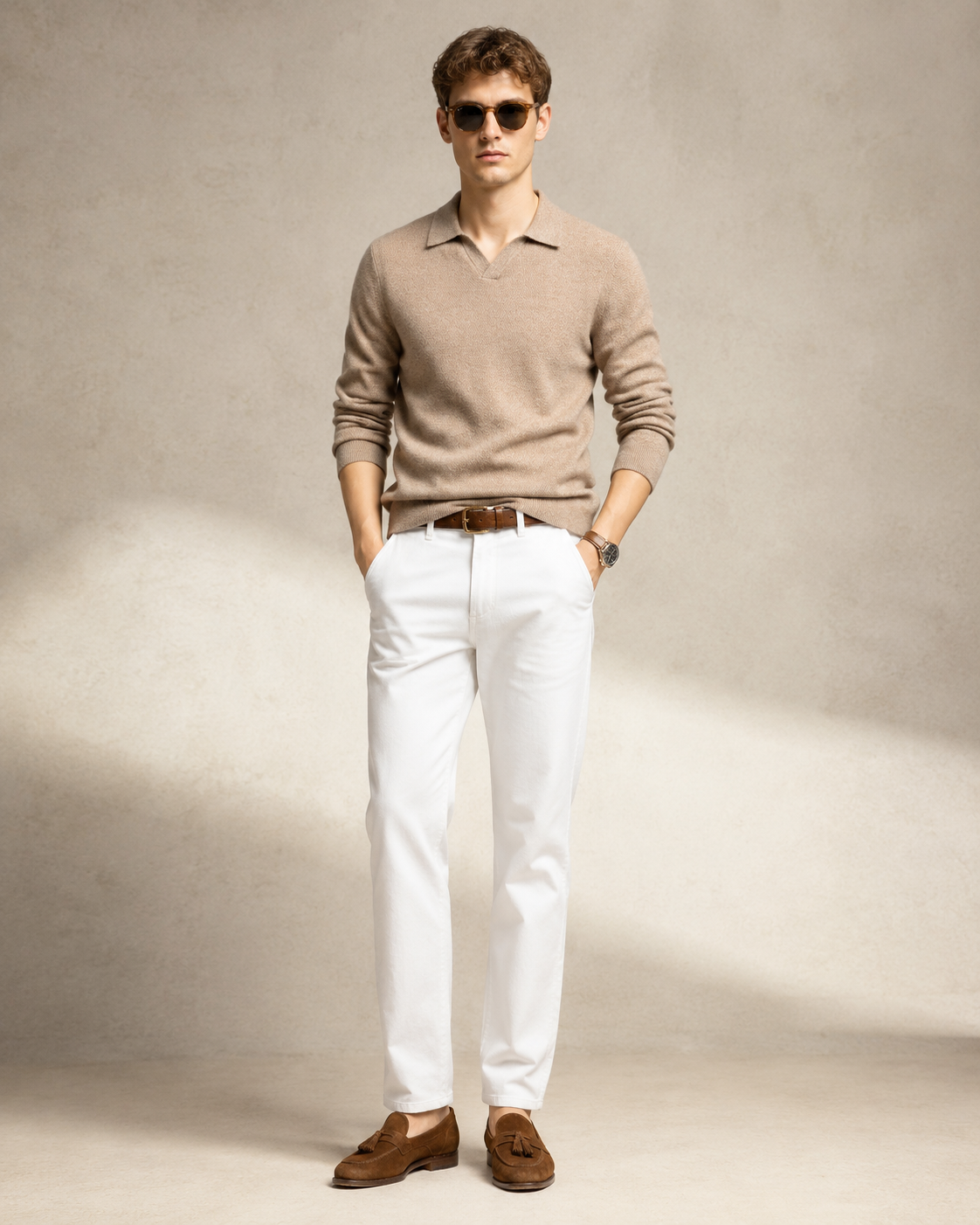 Men’s 100% Cashmere Polo Knit Sweater
