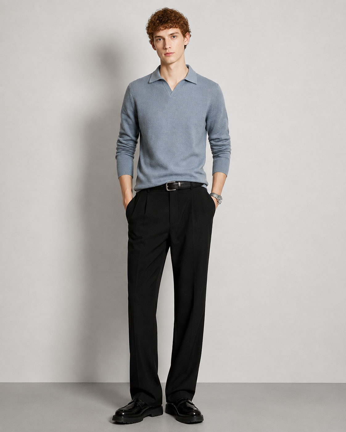 Men’s 100% Cashmere Polo Knit Sweater