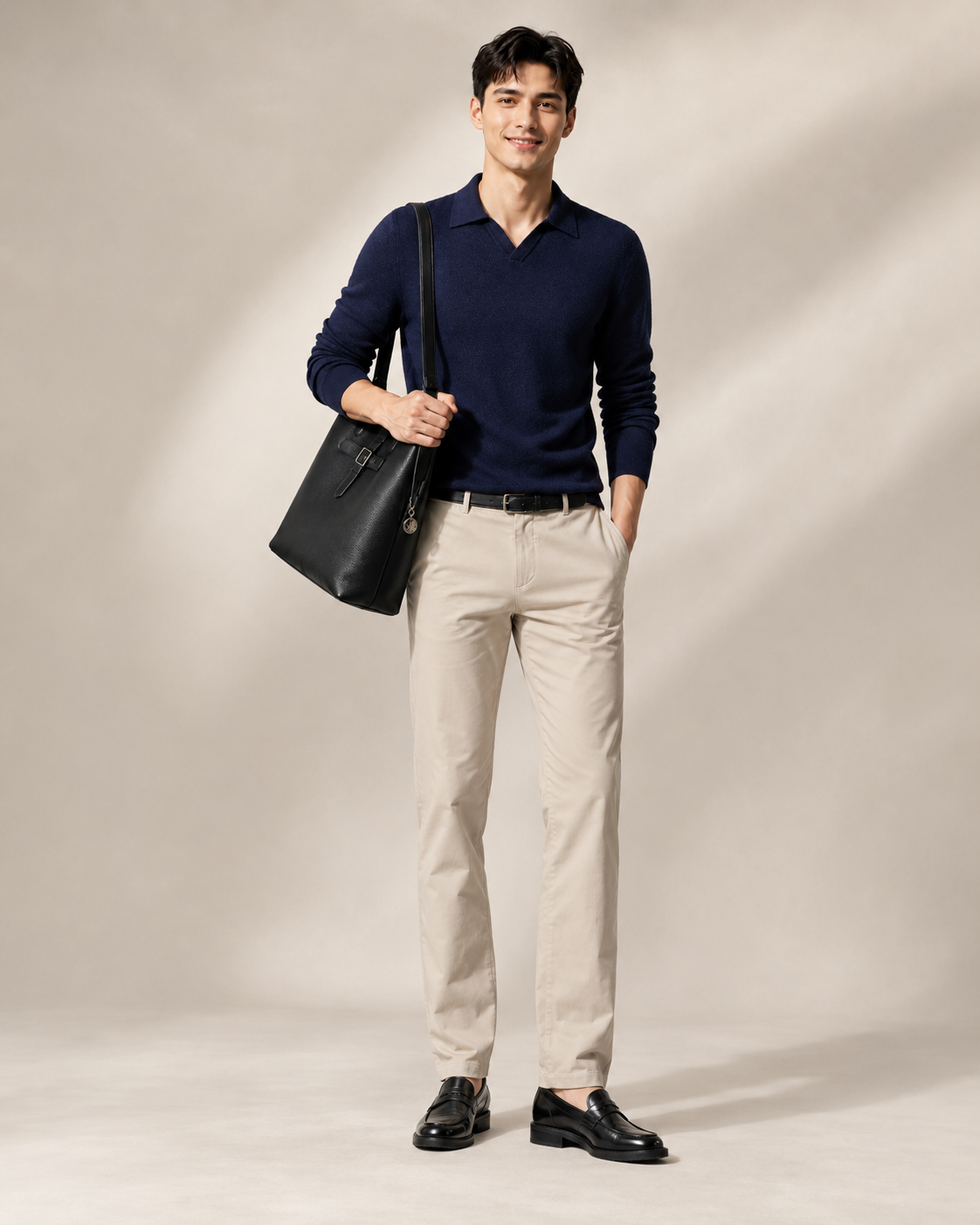 Men’s 100% Cashmere Polo Knit Sweater