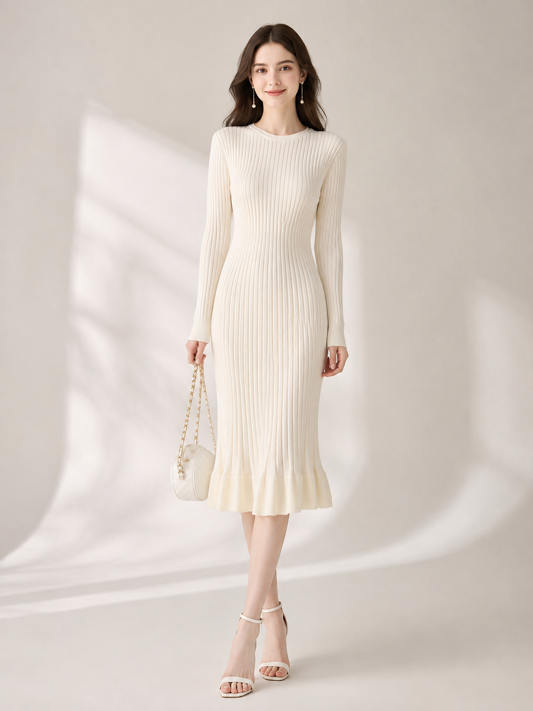Women’s Ribbed Knit Long Sleeve Dress