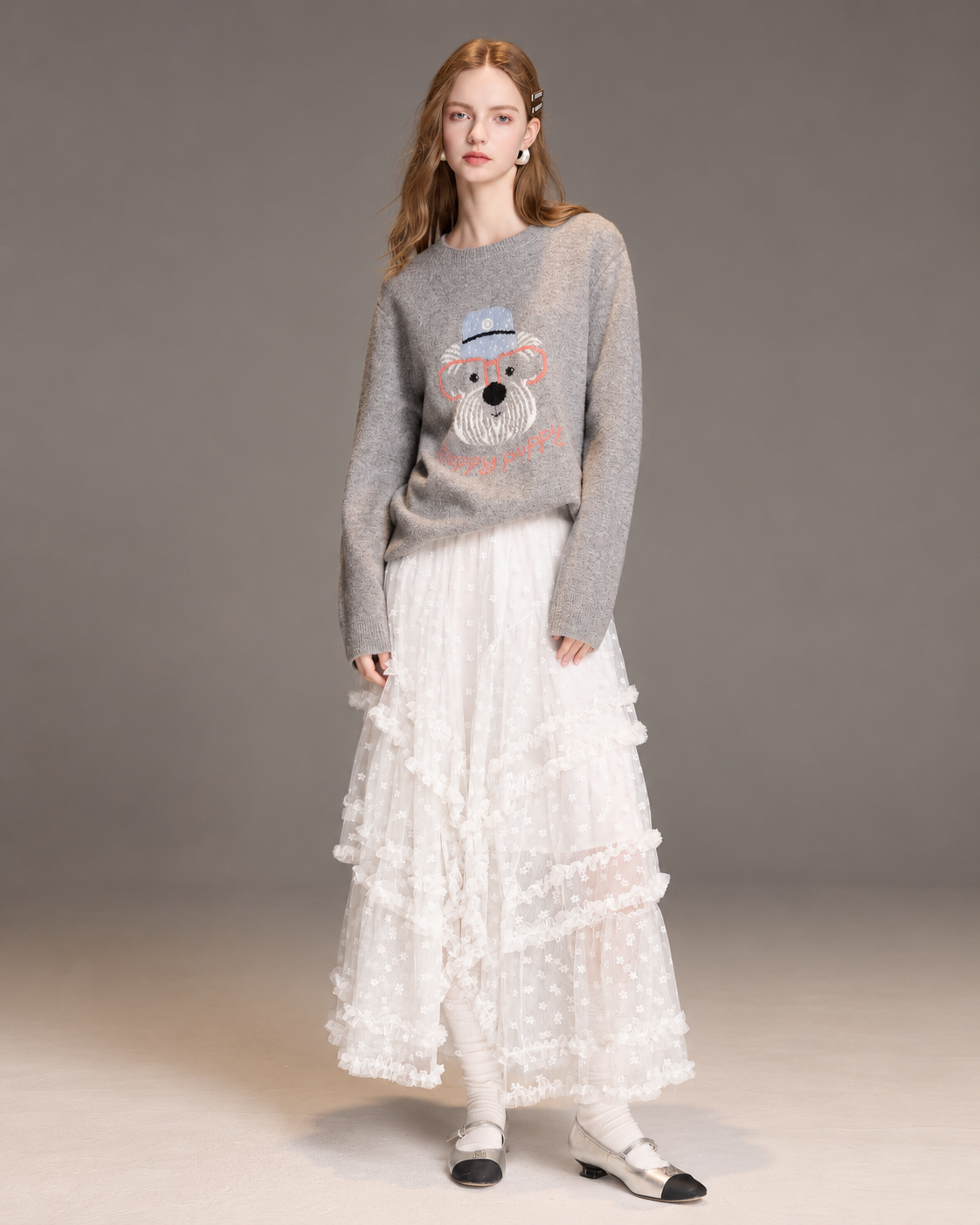 Women's Cute Dog Jacquard Knit Sweater