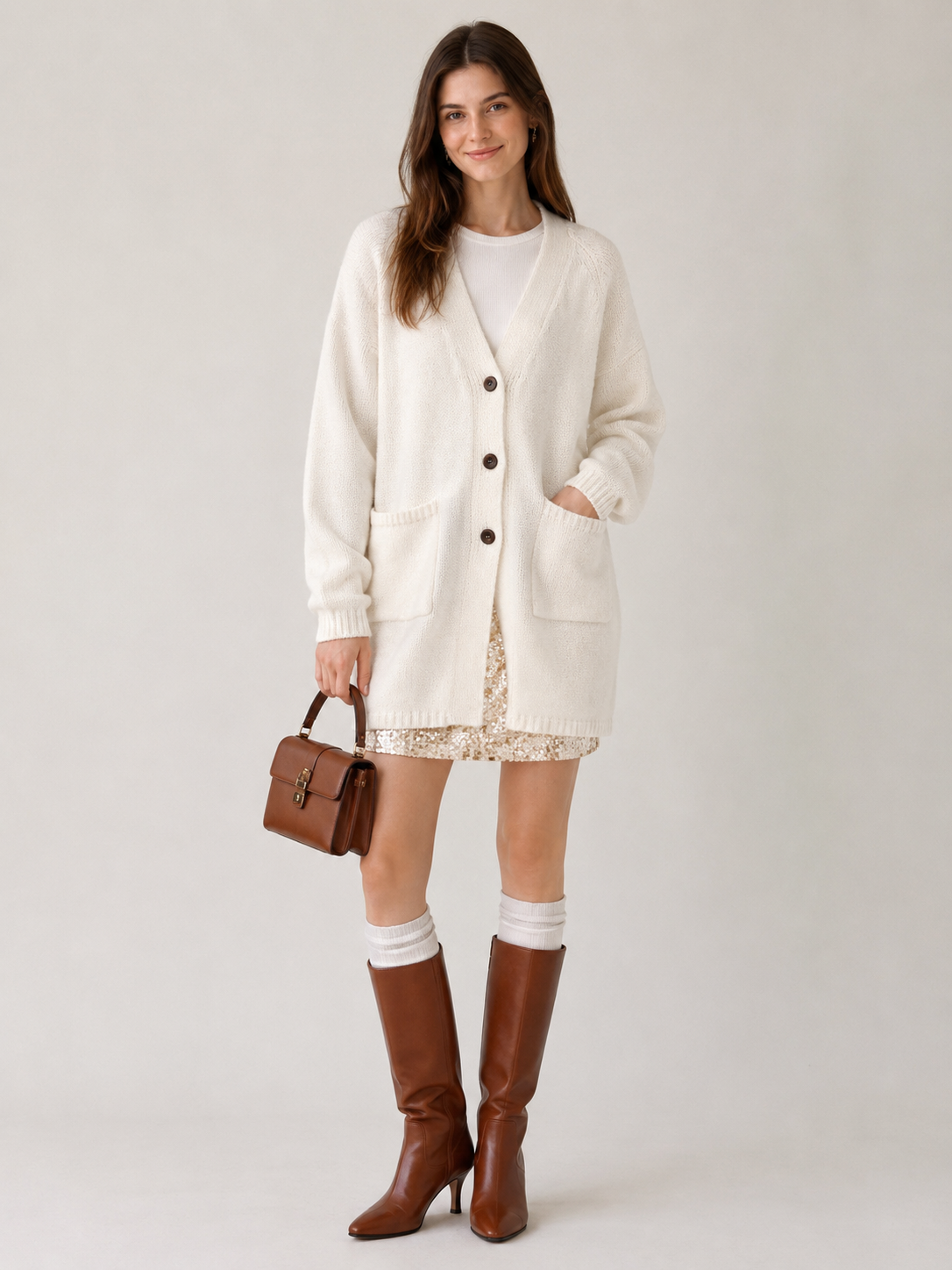 Women's Wool Blend V Neck Long Cardigan Sweater