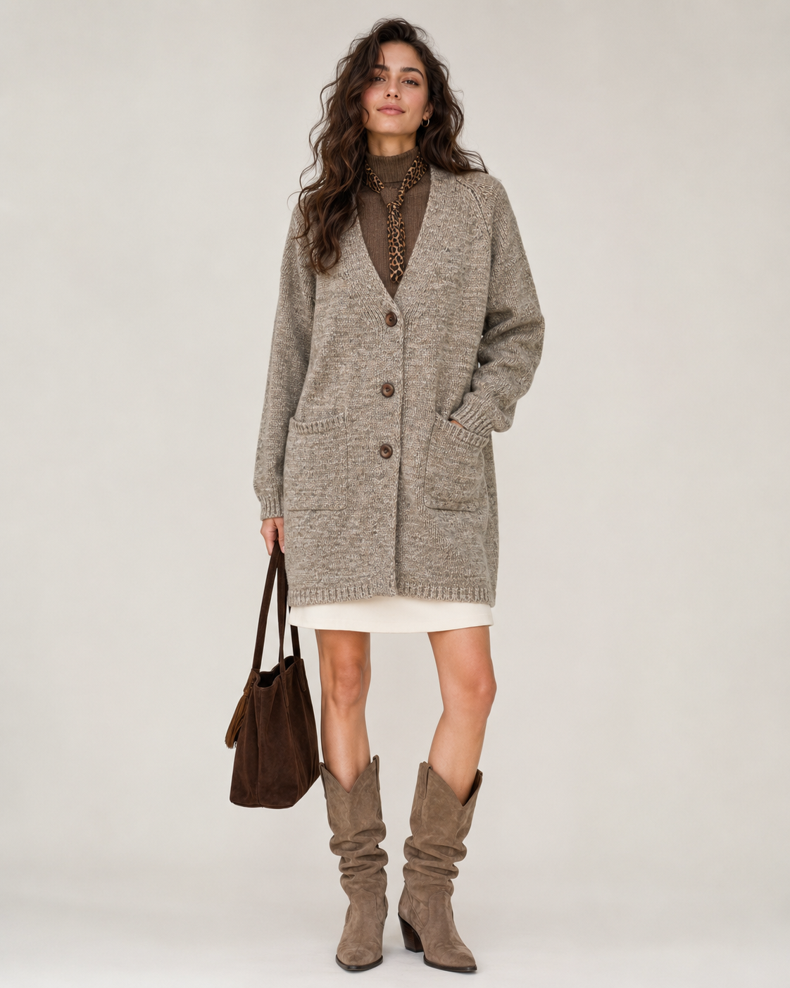 Women's Wool Blend V Neck Long Cardigan Sweater