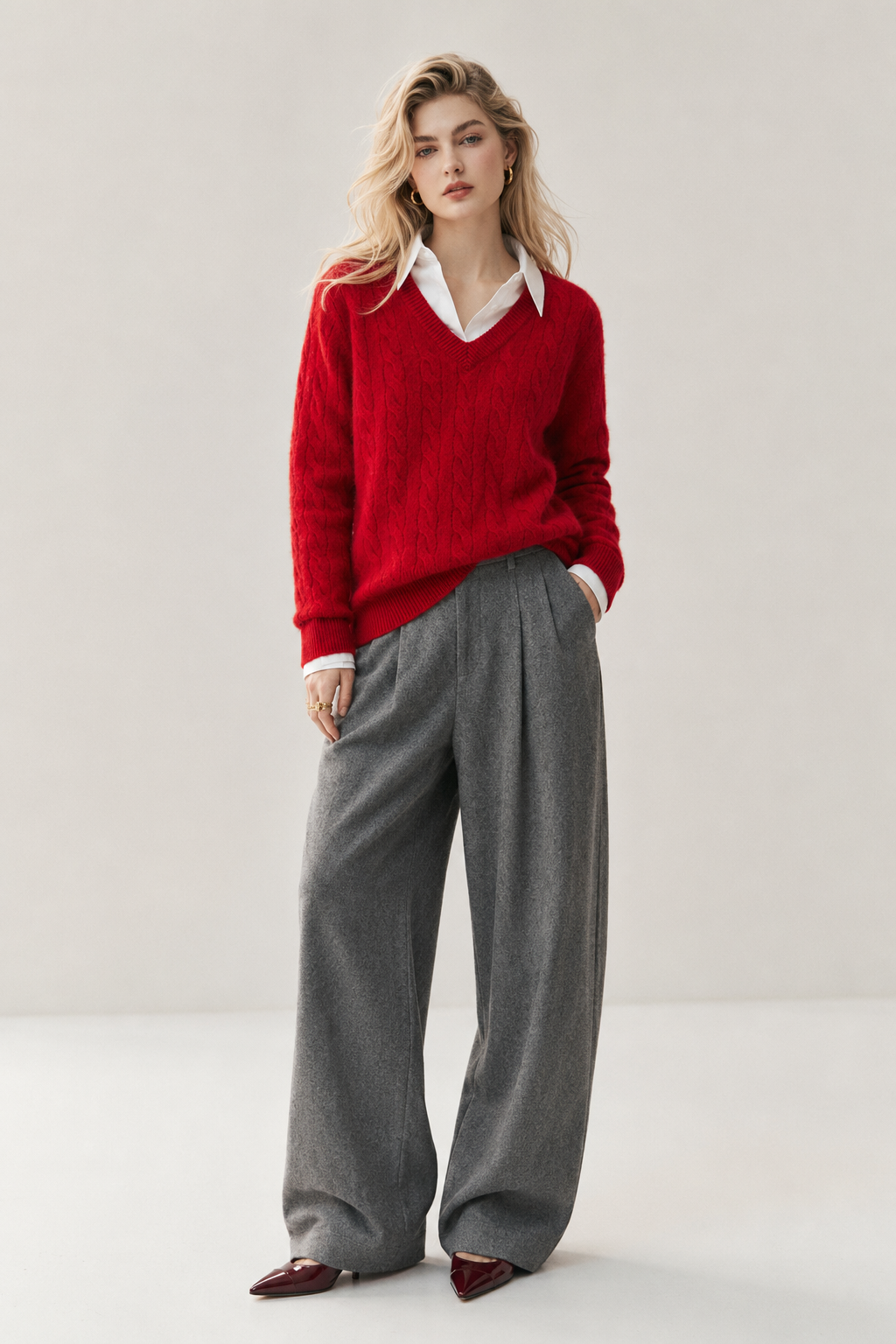 Women's Cashmere Blend Cable Knit Sweater