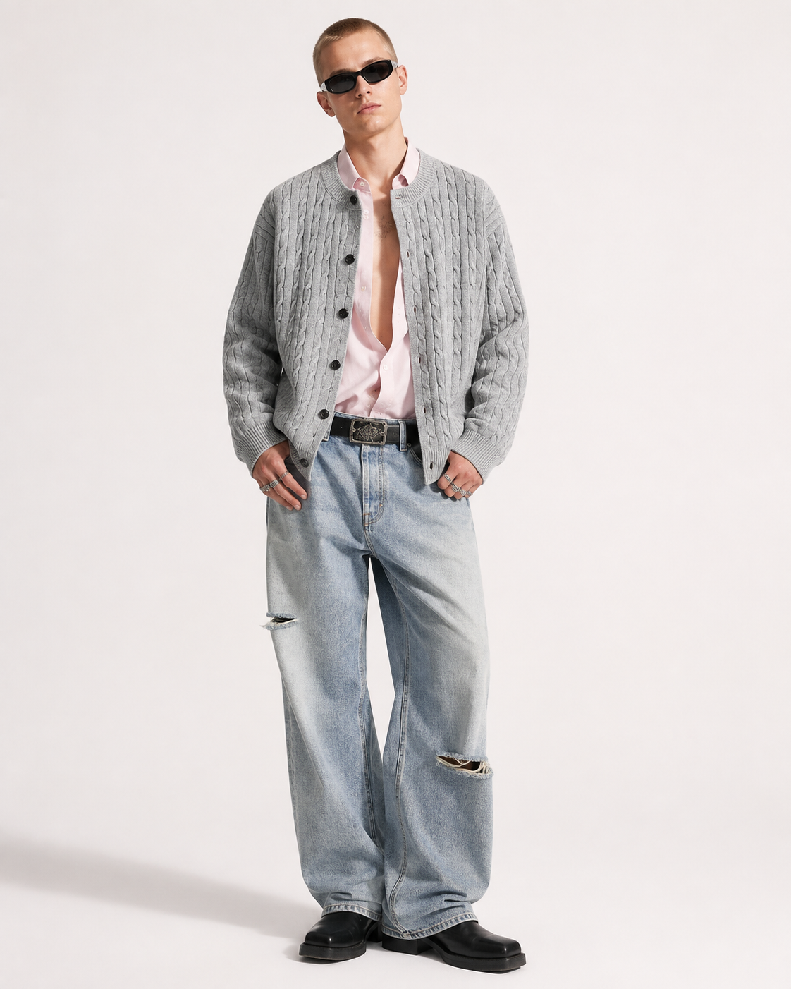 Unisex Cable Knit Cardigan Sweater Vintage Chunky Knit Coats