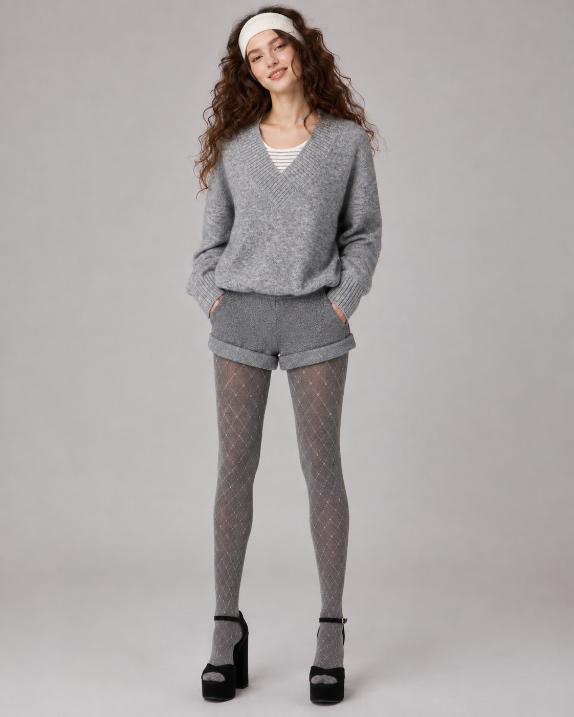 Women’s Faux Layered V Neck Vest Sweater Loose Relaxed Mohair Knit Pullover