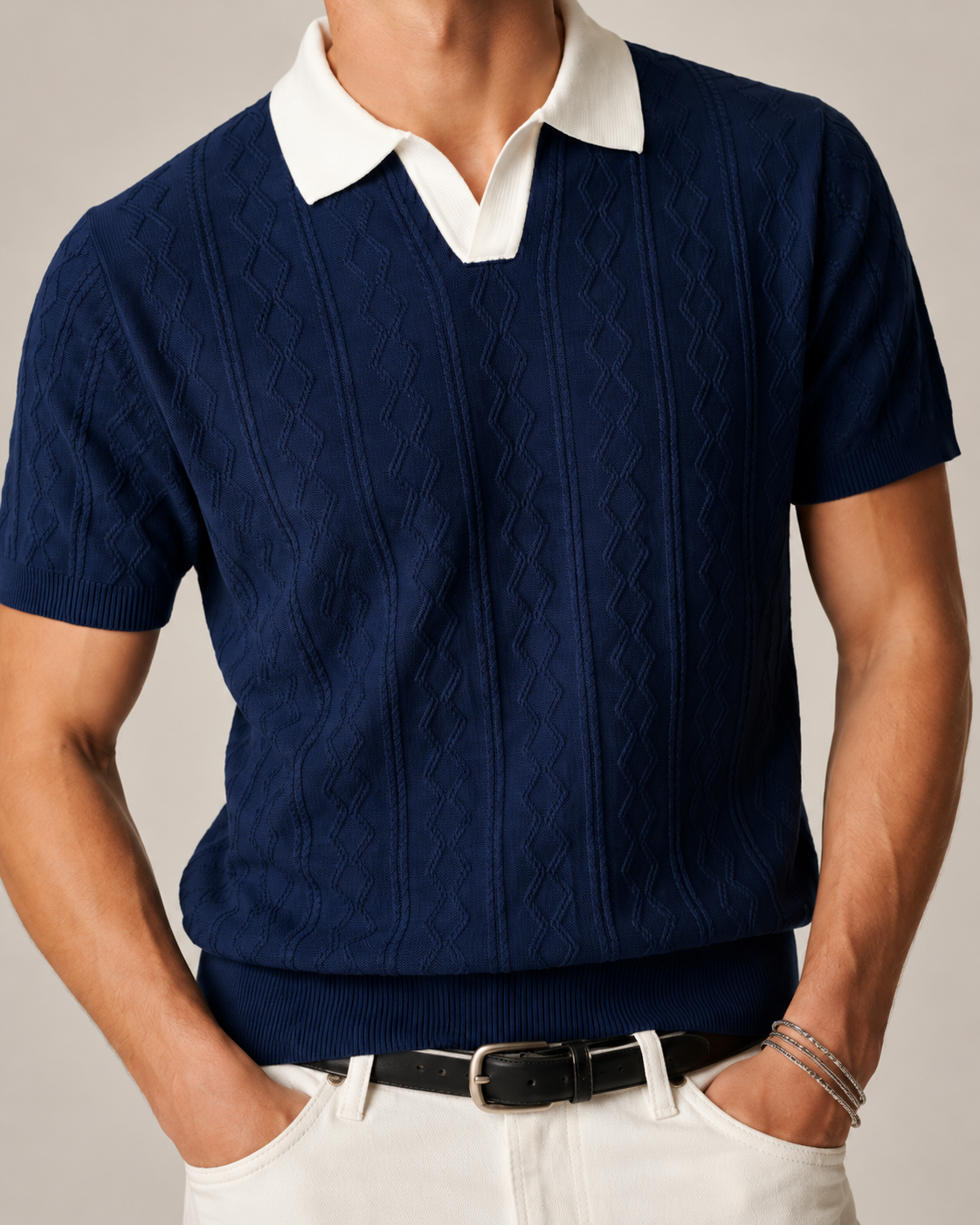 Men’s Knit Polo Short Sleeve Top