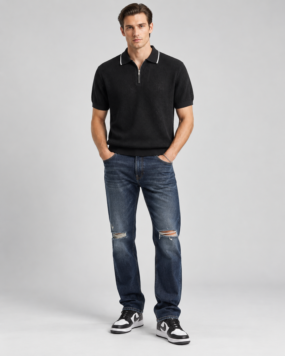 Men’s Old-Money Style Cool-Touch Mesh Polo Knit Shirt