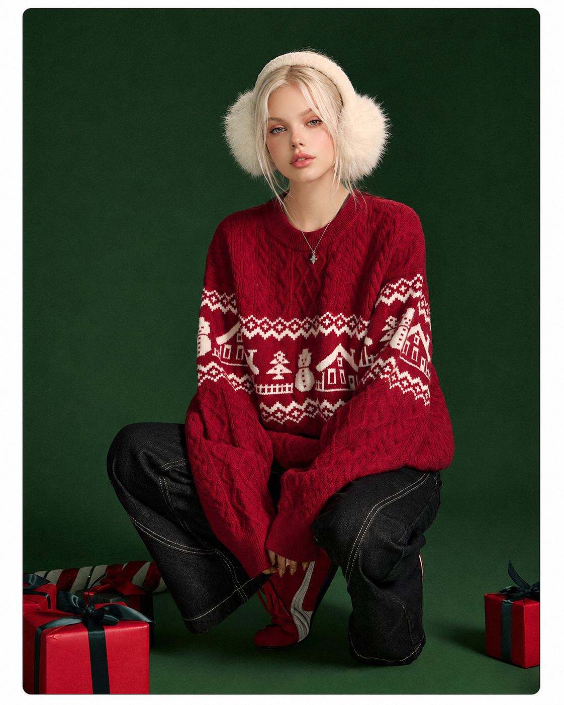 Unisex Christmas Fair Isle Wool Blend Sweater