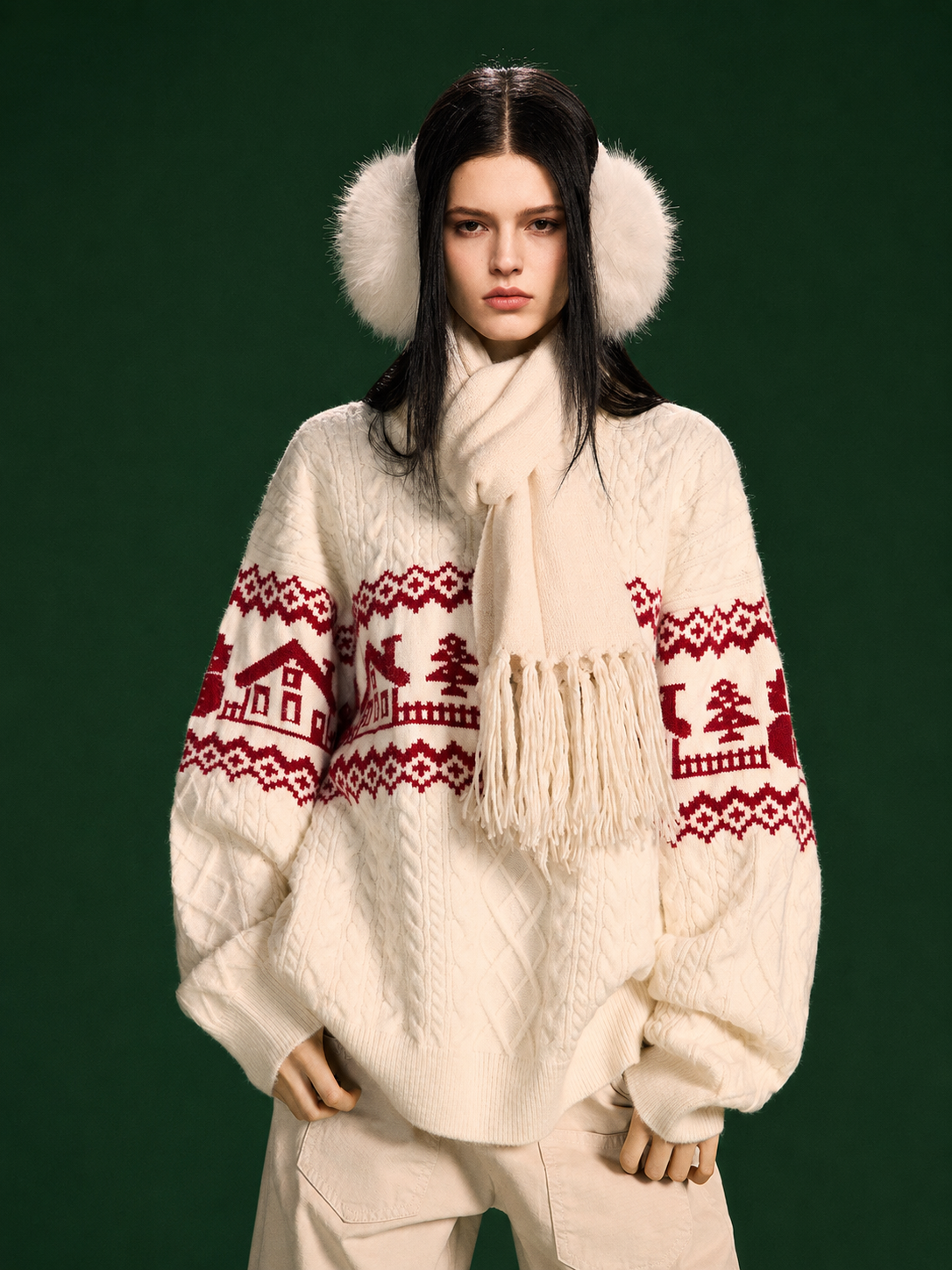 Unisex Christmas Fair Isle Wool Blend Sweater