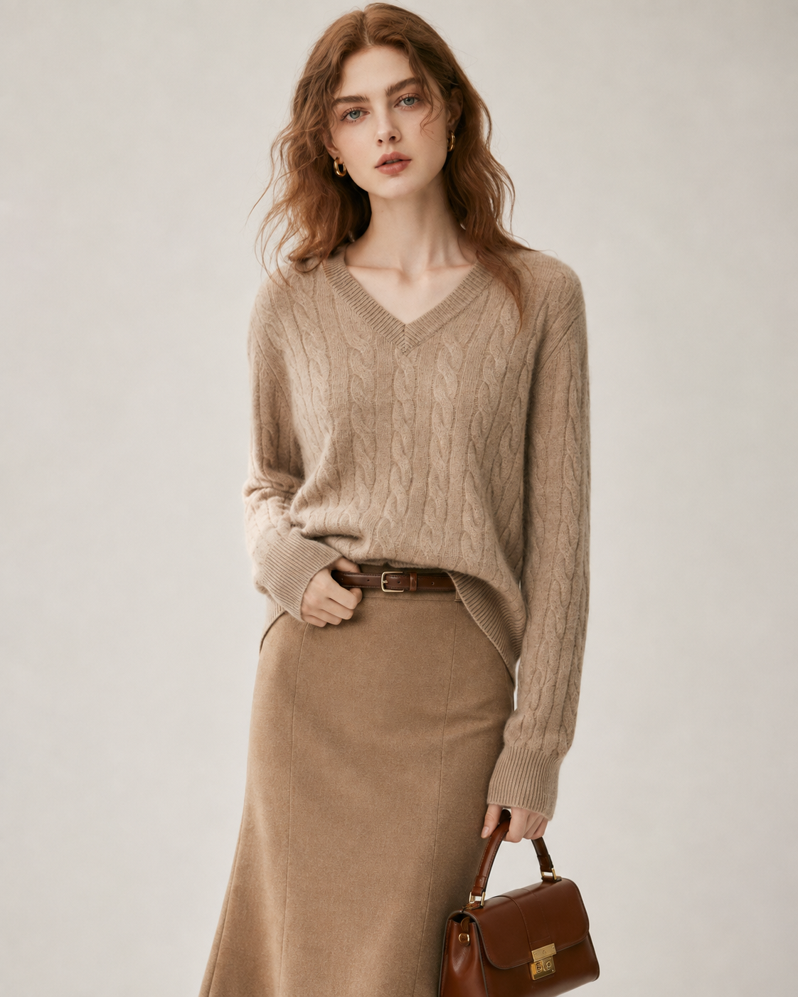 Women's Cashmere Blend Cable Knit Sweater