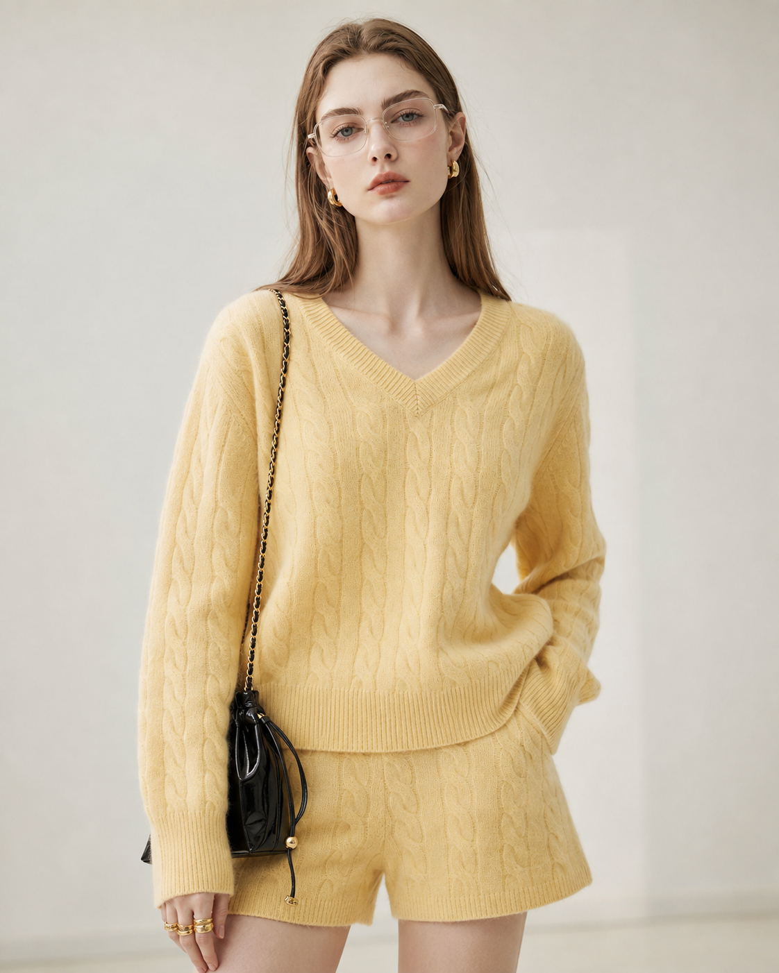 Women's Cashmere Blend Cable Knit Sweater