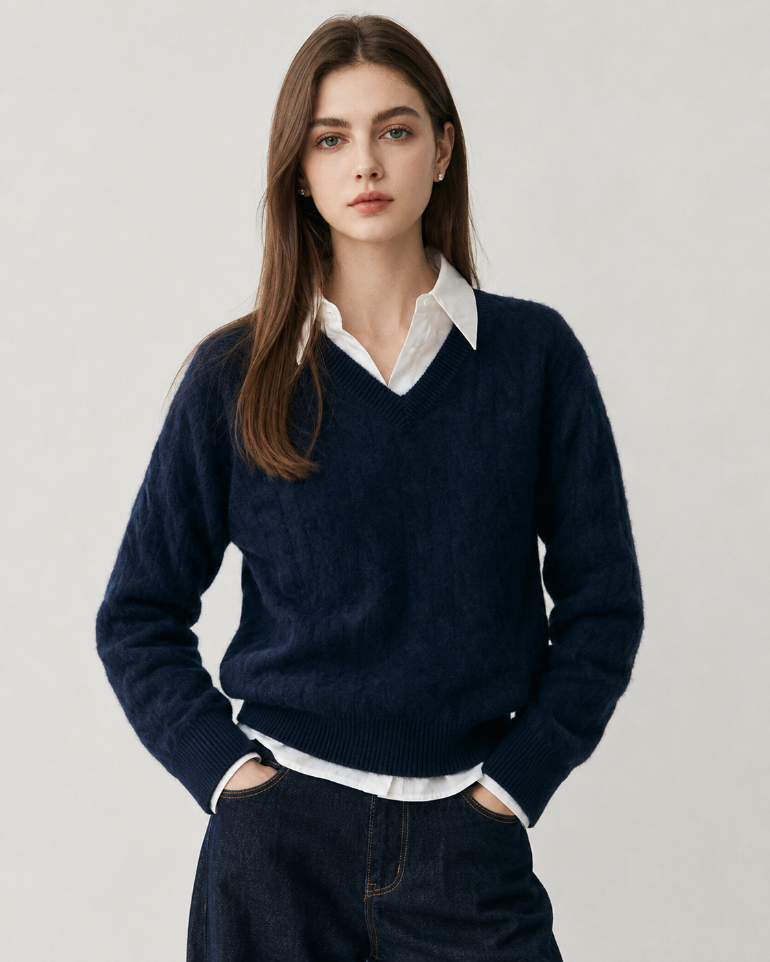 Women's Cashmere Blend Cable Knit Sweater