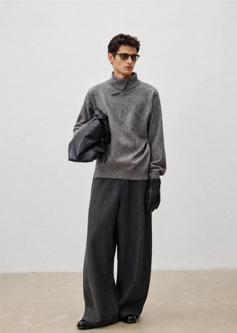 Unisex Wool Blend Stand Collar Knit Sweater