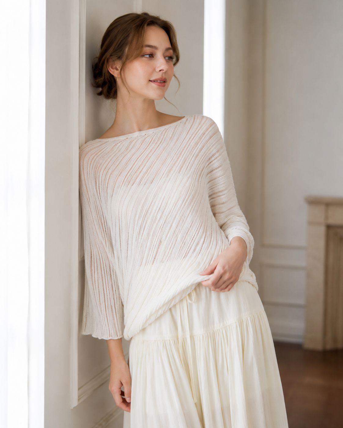 Women’s Linen Blend Batwing Knit Top