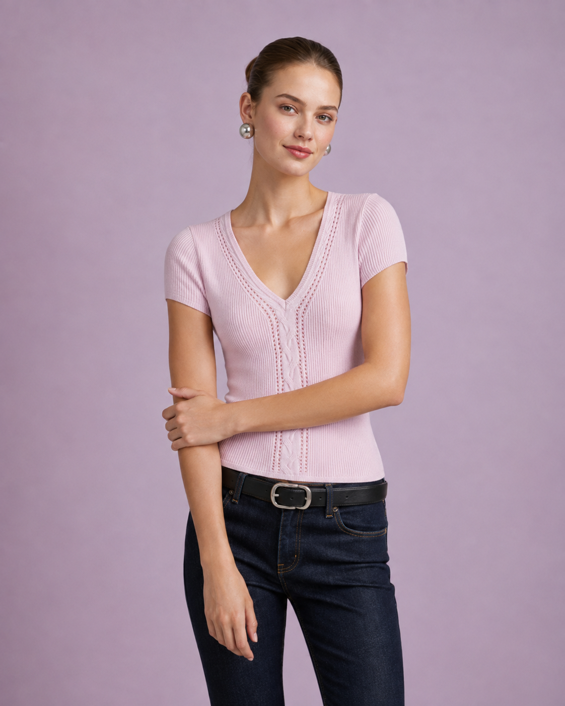 Women’s Lace Knit Short Sleeve Top