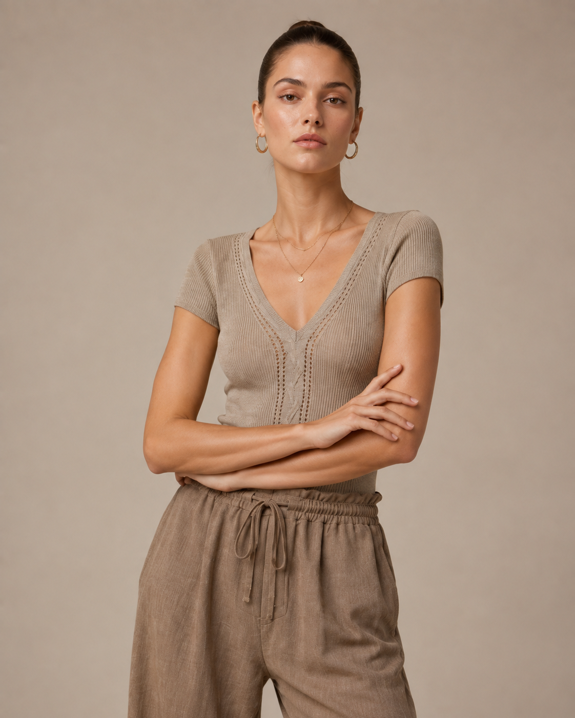 Women’s Lace Knit Short Sleeve Top