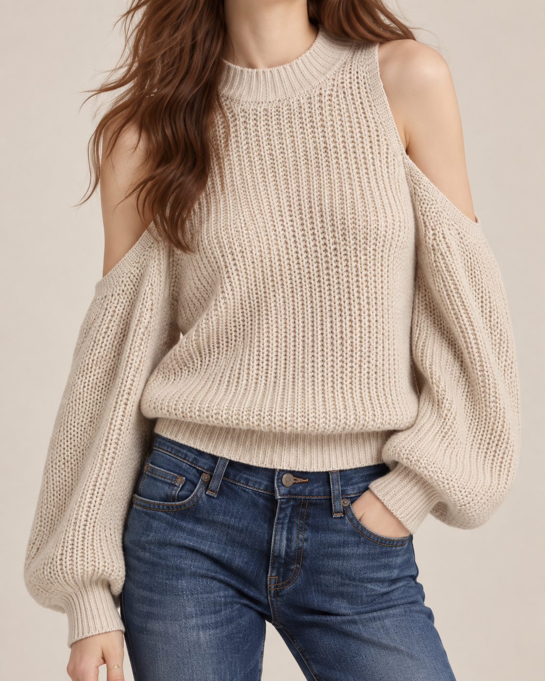Women's Off Shoulder Wool Blend Knit Sweater