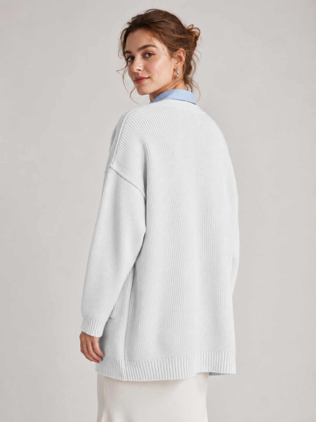 Women's Soft Fuzzy Knit V Neck Open Front Cardigan Sweater Waffle Knitwear
