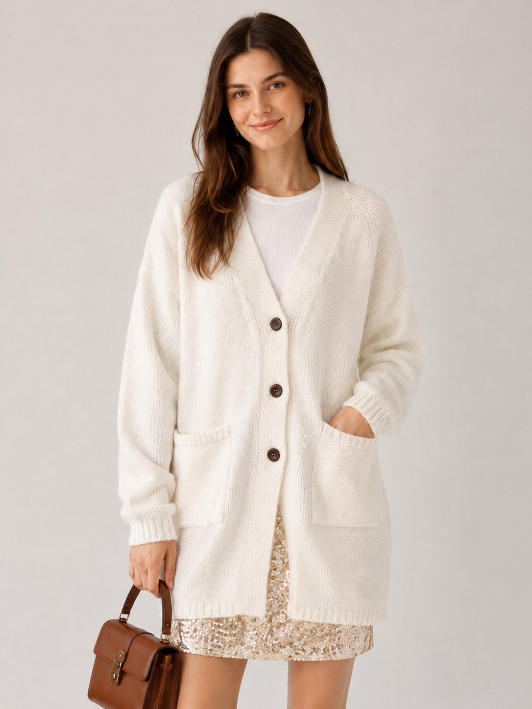 Women's Wool Blend V Neck Long Cardigan Sweater