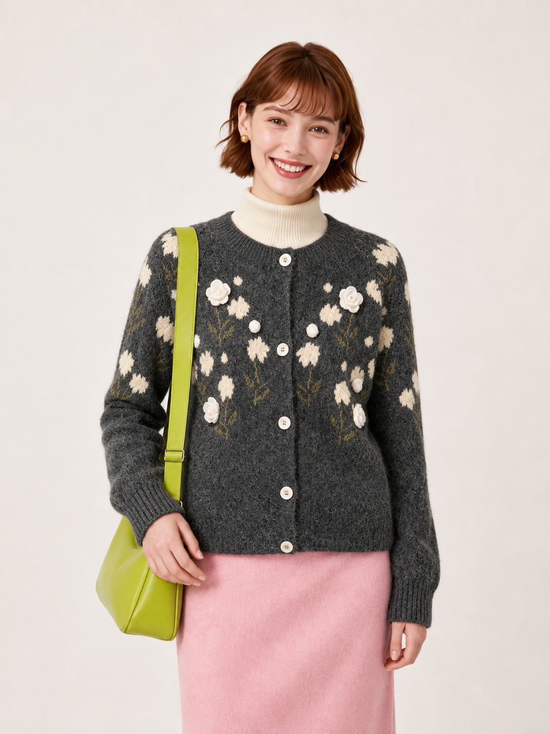 Women’s Floral Knit Cardigan Sweater