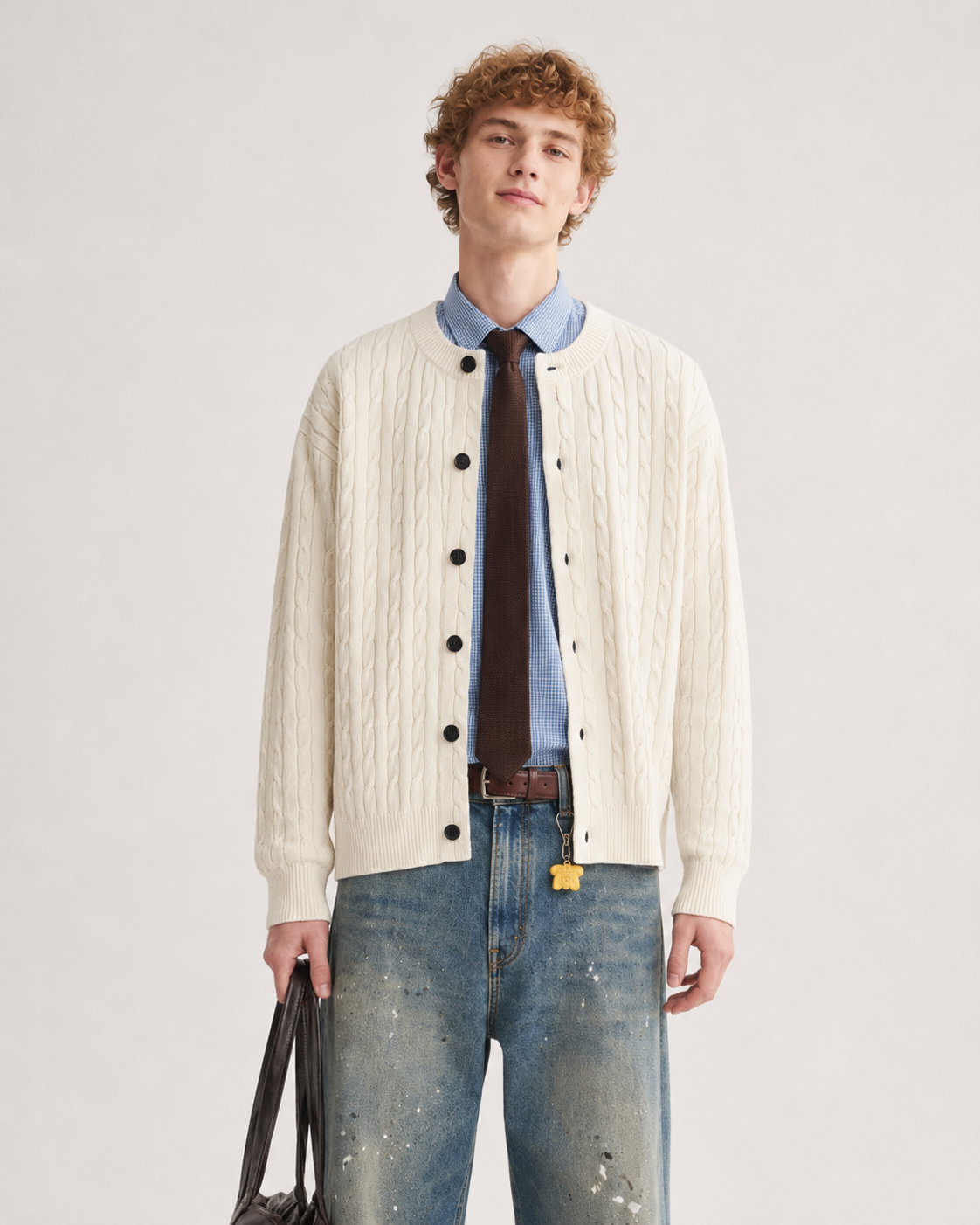 Unisex Cable Knit Cardigan Sweater Vintage Chunky Knit Coats