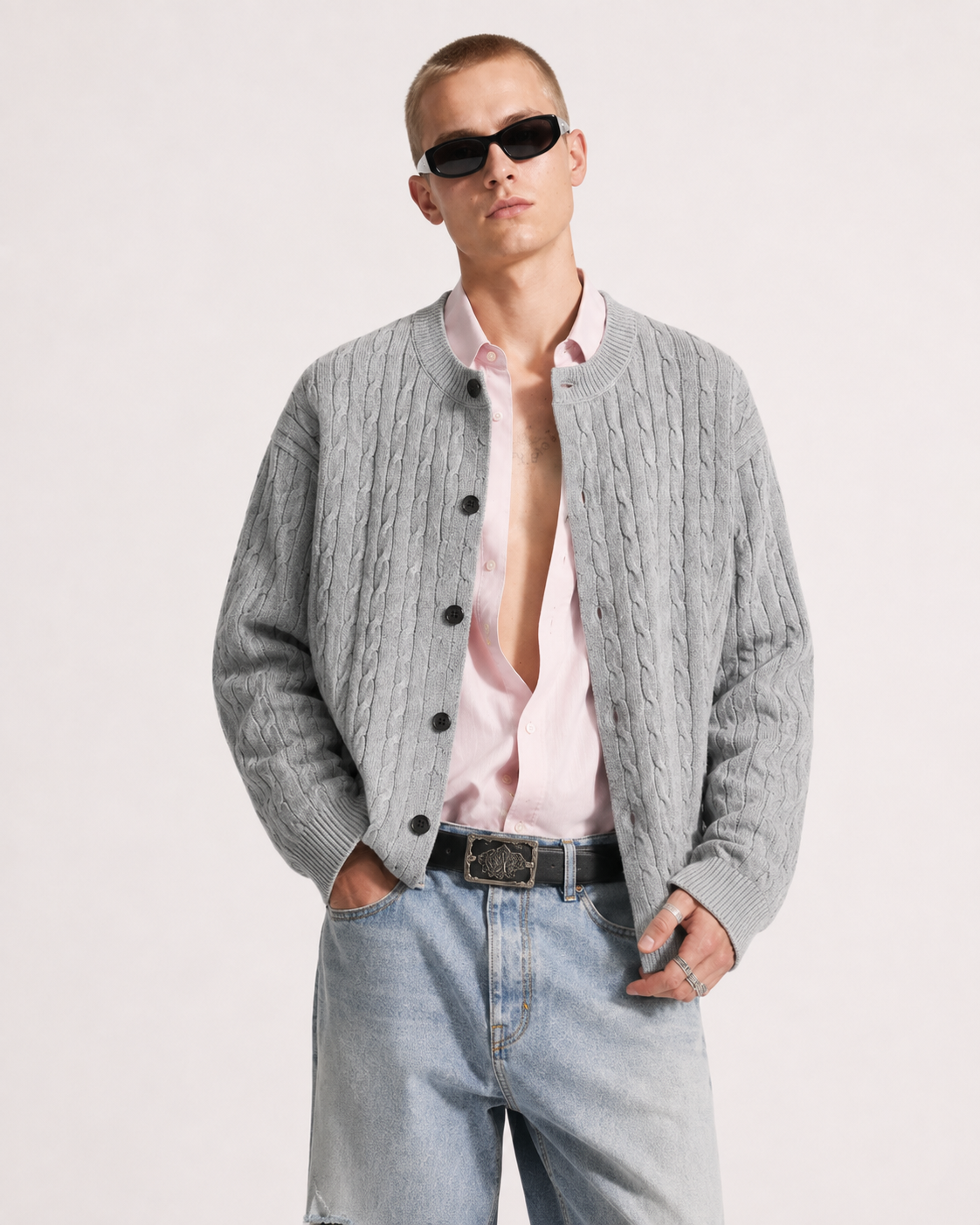 Unisex Cable Knit Cardigan Sweater Vintage Chunky Knit Coats