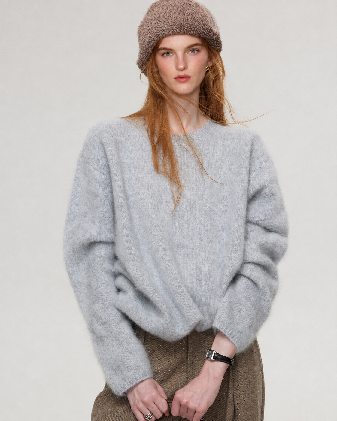 100% Merino Wool Sweater Hand Brushed Fluffy Knit Pullover