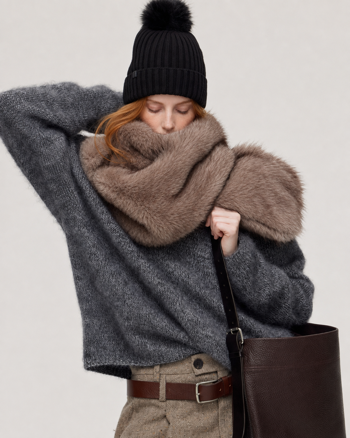 100% Merino Wool Sweater Hand Brushed Fluffy Knit Pullover