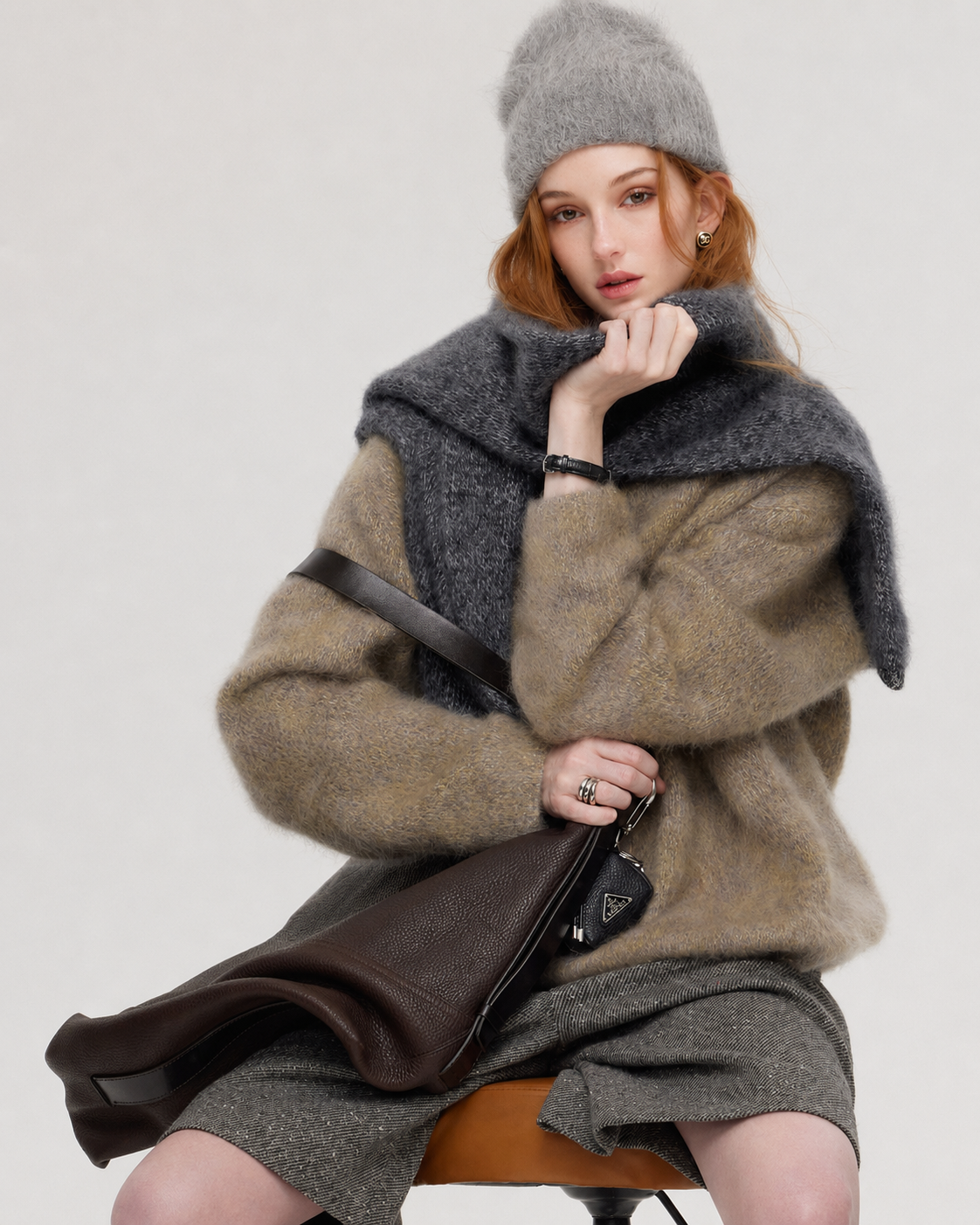 100% Merino Wool Sweater Hand Brushed Fluffy Knit Pullover