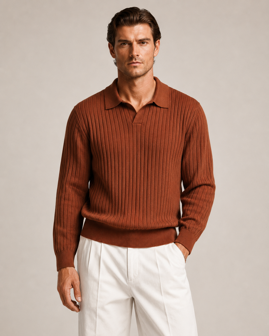 Men’s Old-Money Style Cool-Touch Ribbed Knit Top