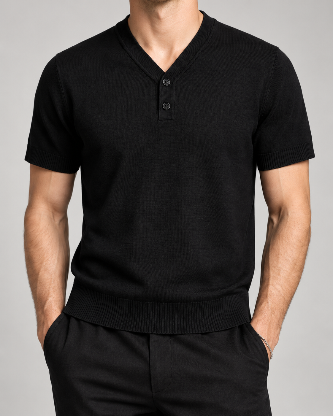 Men’s Old-Money Style Cool-Touch Knit Henley Shirt