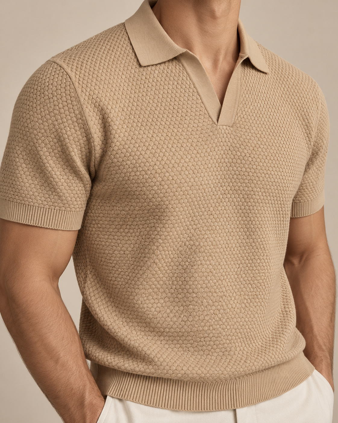 Men’s Old-Money Style Cool-Touch Honeycomb Knit Polo
