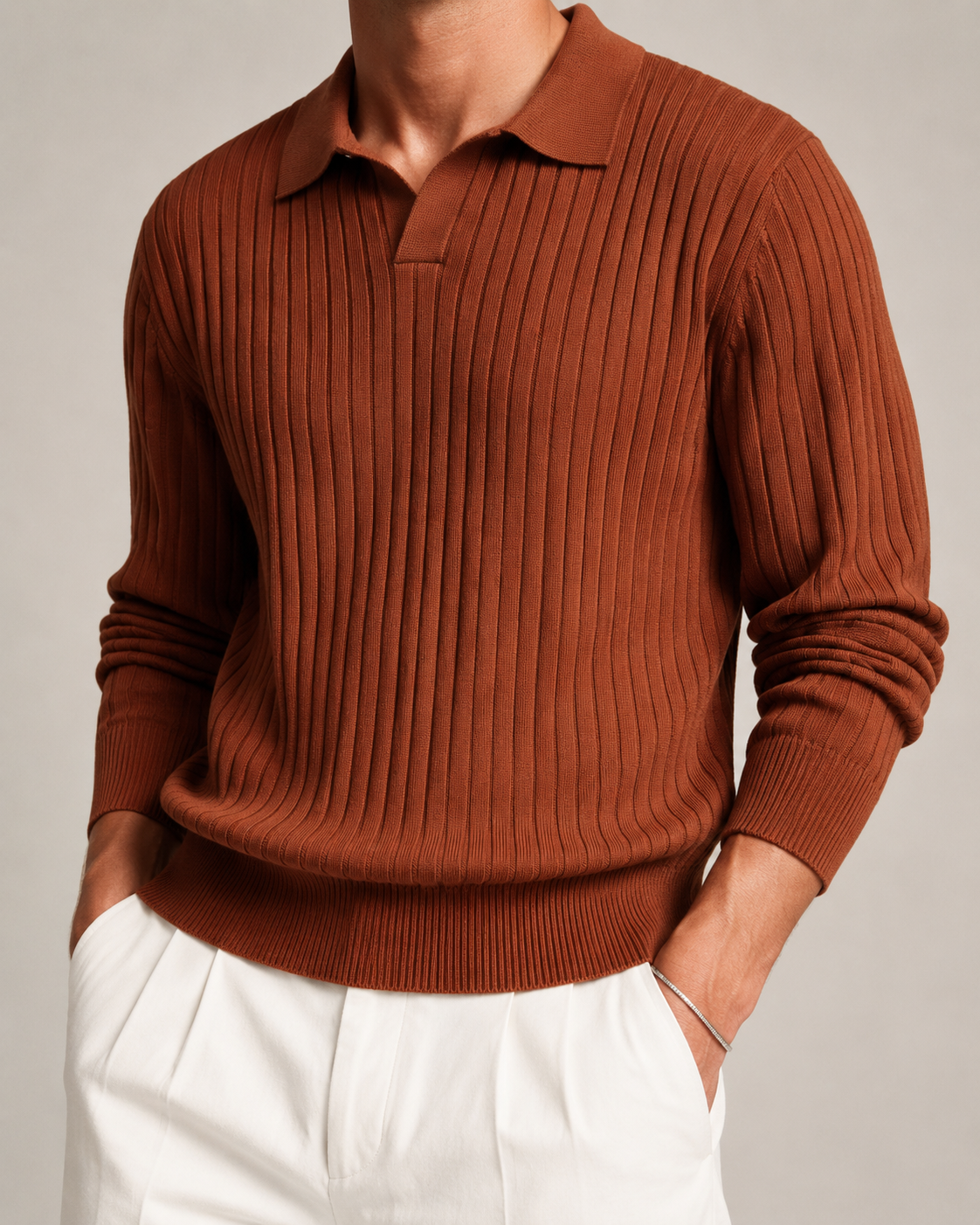 Men’s Old-Money Style Cool-Touch Ribbed Knit Top